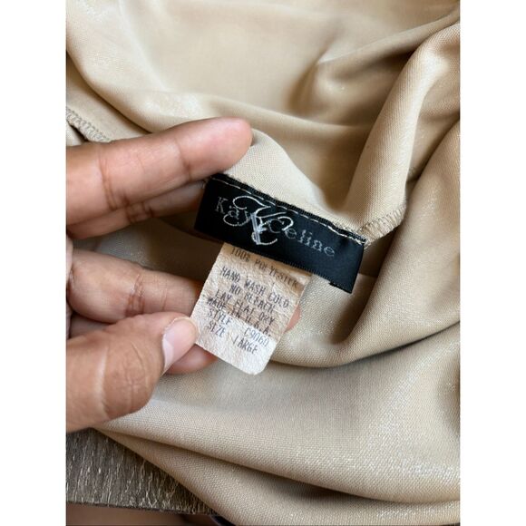 vintage 90s y2k cowl neckline beige top - Picture 5 of 7